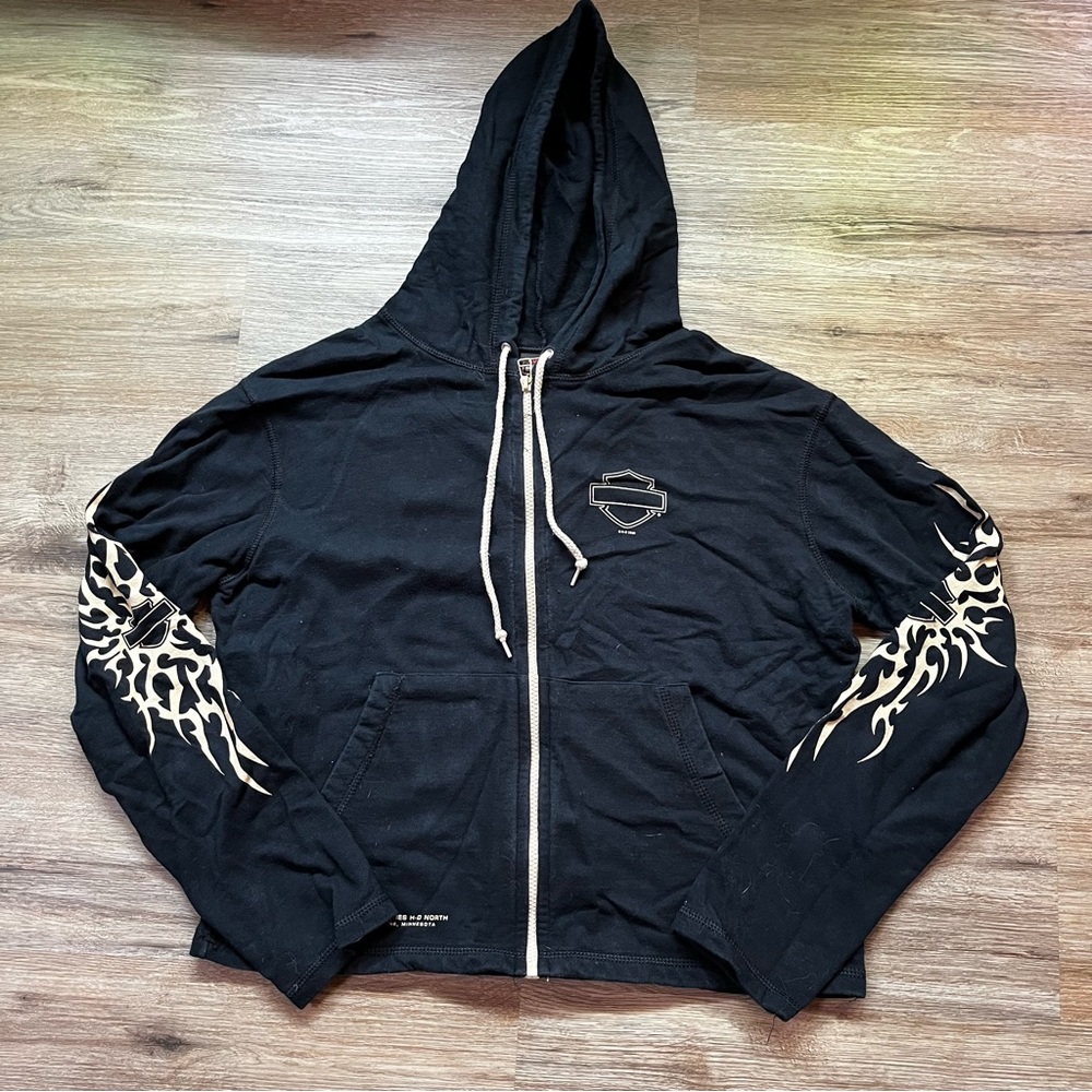 Harley Davidson black zip up hoodie size L